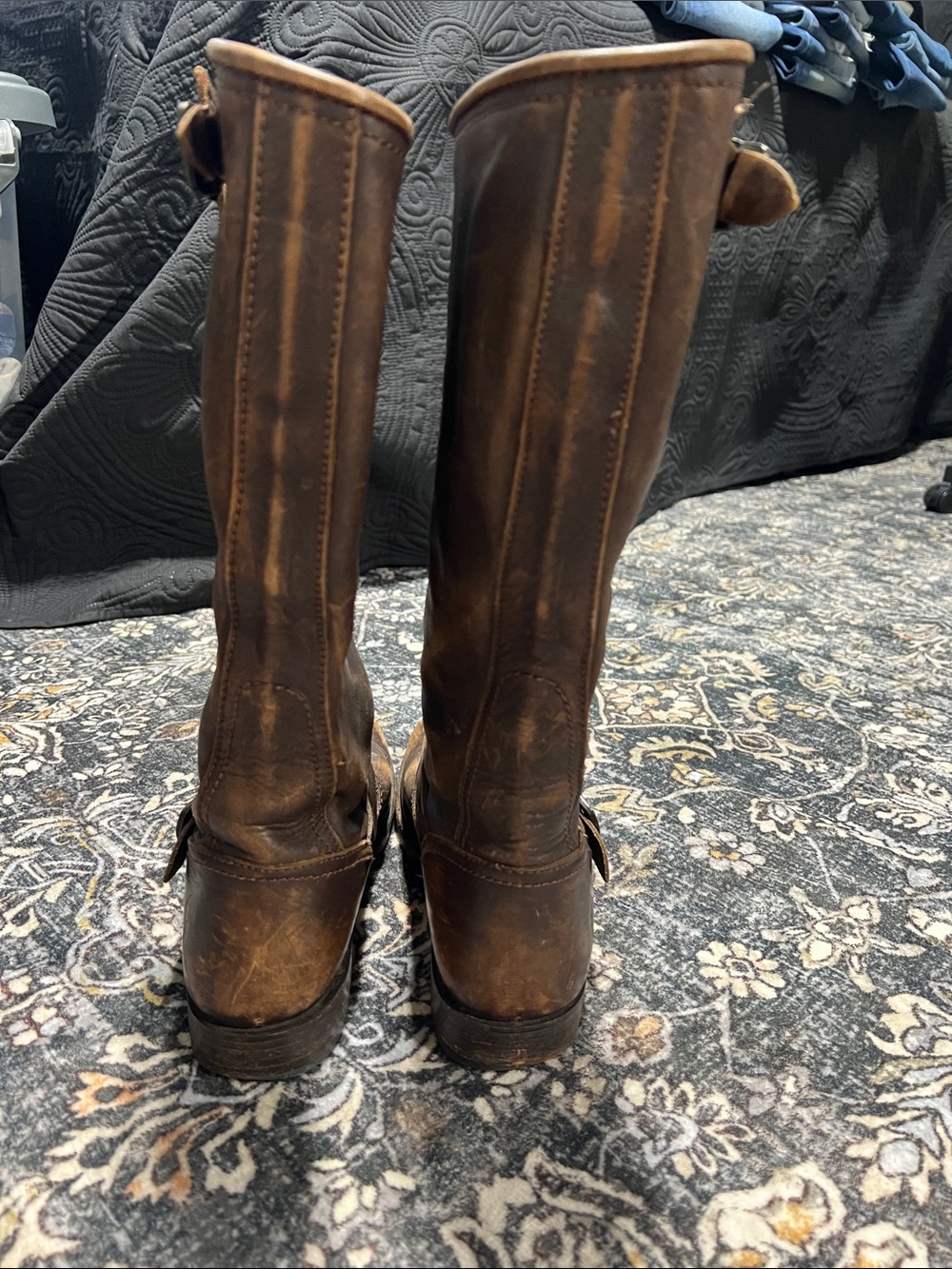 Brown Leather Frye Buckle Riding Boots Size 8 - Picture 4 of 8